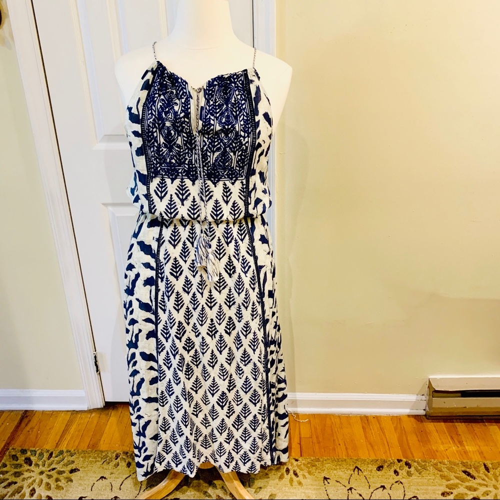 Sale Love Sam Blue & Cream Asymmetrical Dress
